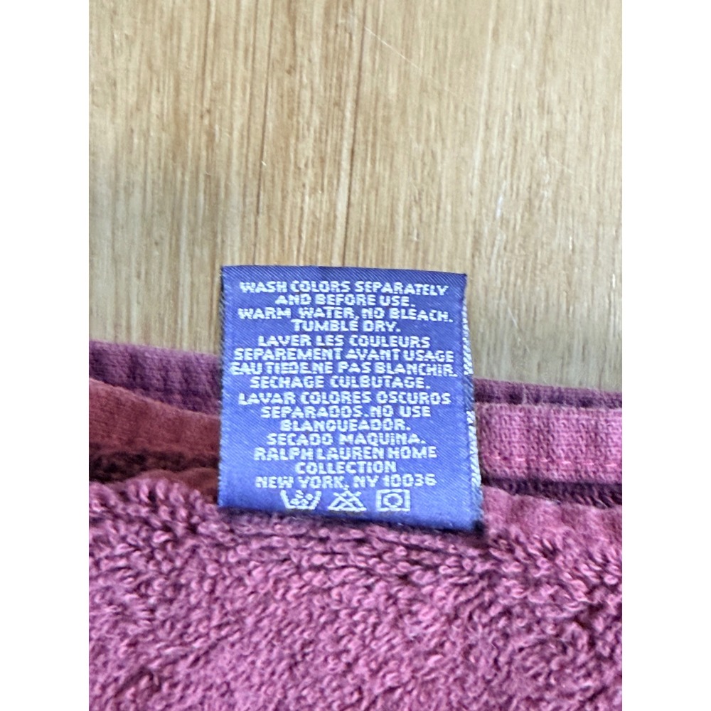 Vintage Ralph Lauren Plum/ Wine 3pc Bath Towel Set Blue Pony Logo - Picture 7 of 7
